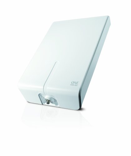 One For All SV9455, Antena de TV para exterior, recebe TDT num intervalo de 50 km, antena digital Full HDTV, inclui cabo coaxial de alto desempenho, UHF/VHF, branca