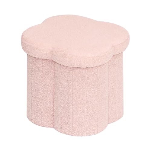 Bonlife Casa dobrável, puff de arrumação, banco para os pés, banco de armazenamento, para sala de estar, quarto, entrada, rosa, forma de flor, 38 x 38 x 38 cm