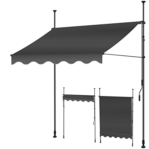 KESSER® Toldo para varanda com manivela, toldo para varandas, resistente aos raios UV, regulável em altura, repelente de água, proteção solar, cobertura para pátios, antracite 400 cm