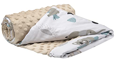 Medi Partners Cobertor para bebé 75 x 100 cm mantas recém-nascido manta bebés 100 % algodão verão bebés Minky universal confortável (Mint Zoo com Minky Bege)