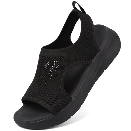 DimaiGlobal Sandálias desportivas ortopédicas para mulher sapatos com biqueira aberta cunha lavável de verão sandálias para caminhar