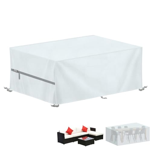 LAMUNI Capas móveis de exterior capa mesa jardim impermeável capa de móveis de exterior 420D tecido Oxford capa de mesa, capa para sofá e jardim retangular, 220 x 90 x 80 cm