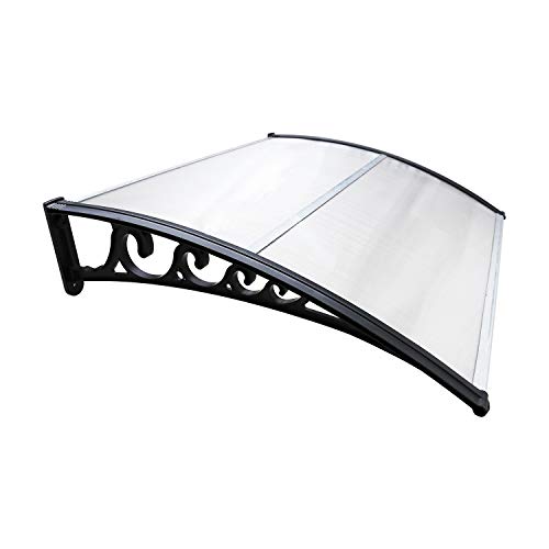 Sonnewelt Marca para porta de entrada, 100 x 150 cm, toldo de alumínio e policarbonato transparente - proteção contra a chuva para exterior