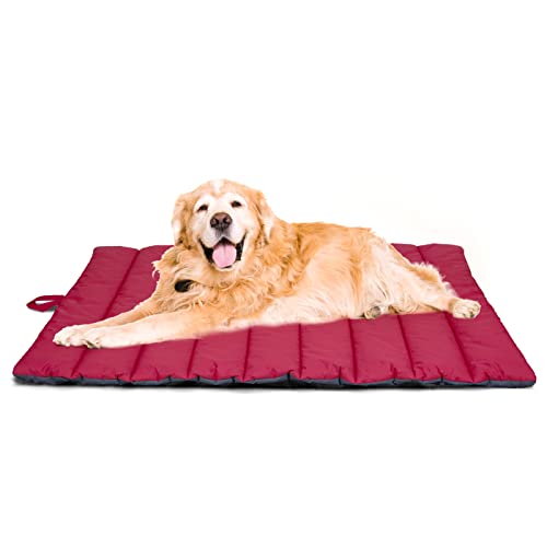 XIAPIA Cama cão grande, cama impermeável cães exterior e interior, colchão manta para cão, portátil e dobrável tapete para cães, lavável, 110 x 66 cm