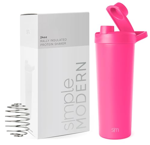 Simple Modern Garrafa misturadora de aço inoxidável com bola, copo misturador de proteínas metálico isolado para misturas de proteínas, batidos e pré-treino, Rally | 710 ml, Forest