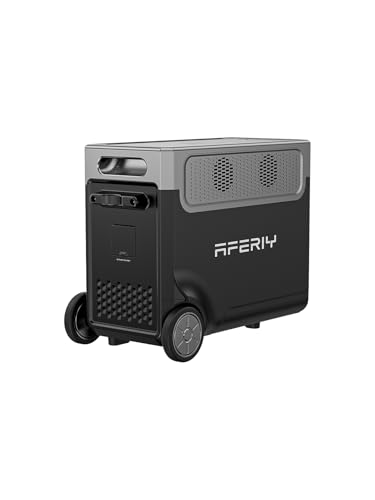 AFERIY - Bateria de extensão LiFePO4 3840Wh compatível com P310 PRO, carregamento solar e corrente, saídas USB-A e tipo C, 4000W Max, rodas e alça telescópica, bateria móvel 3840Wh