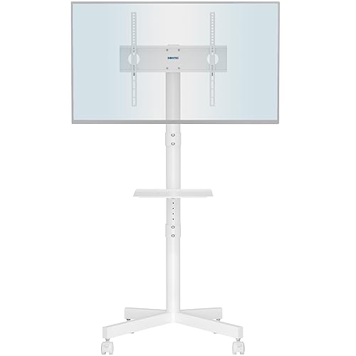 BONTEC Suporte TV rodas para TV de 23 a 60 polegadas de plasma/LCD/LED, suporte TV com pé com prateleira para portátil, suporte para TV móvel com altura ajustável até 25 kg. Máx VESA 400 x 400 mm