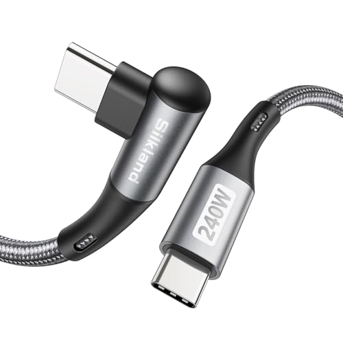 Silkland Cabo USB C a USB C 1M [240W 48 V/5A], PD3.1&QC4.0+ cabo tipo C de carregamento rápido de 90 graus para iPhone 17 16 15/Pro Max/Plus, Samsung S25 Ultra S24-S21, MacBook Pro. /Air, I Pad Pro