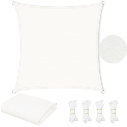 WOLTU Vela de sombra impermeável, toldo quadrado, 4 x 4 m, poliéster, 200 g/m², toldo à prova de vento e proteção contra raios UV, toldo exterior para jardim, pátio, piscina, creme