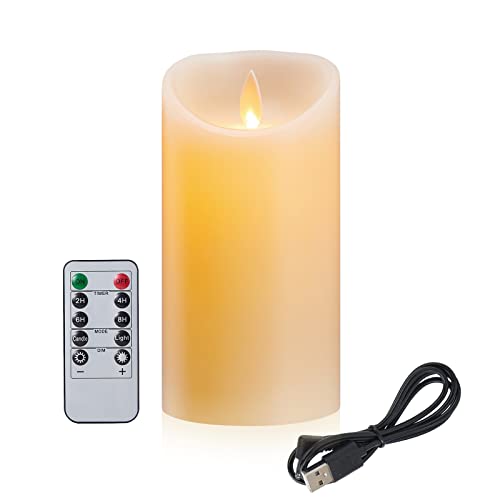 Velas LED, 12,5 cm velas LED recarregáveis com cabo de carregamento USB, velas LED cera real 3D efeito chama, LED velas de cera com controlo remoto e temporizador para decoração, casamentos, Natal -