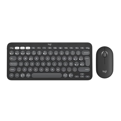 Logitech Pebble 2 Combo, teclado e rato sem fios, discretos, portáteis, personalizáveis, Logi Bolt, Bluetooth, Easy-Switch para Windows, macOS, iPadOS, Chrome, QWERTY espanhol, grafite
