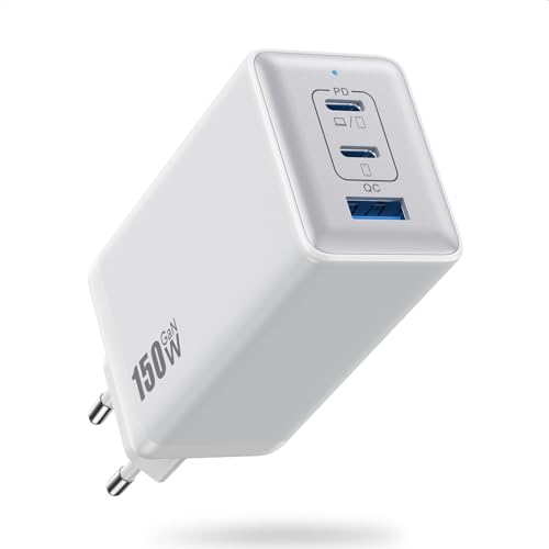 Carregador USB C de 150 W, 3 portas GAN IV Tech tomada carregador PD QC PPS 100 W carregamento rápido portátil USB adaptador para MacBook Pro/Air, iPad, iPhone 16/15, Galaxy S24 Ultra, DELL XPS