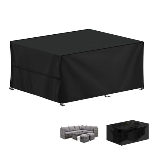 LAMUNI Capa protetora para móveis de jardim, retangular, capas para móveis de terraço, impermeável, capa de mesa exterior anti-UV, cobertura de exterior para mesas, cadeiras, sofá de jardim, 250 x 140
