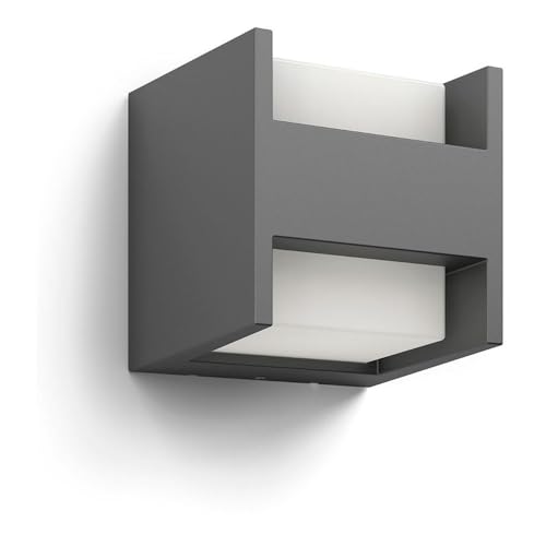 Philips myGarden Arbour Aplique sem sensor com 2 bolhas, iluminação exterior, LED, 4,5 W, alumínio, luz branca quente, IP44, cor antracite