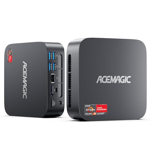 ACEMAGICIAN K1 Mini PC, AMD Ryzen 5 7430U (6C/12T, até 4,3 GHz), mini computadores de mesa 16 GB RAM DDR4 512 GB SSD, BT 5.2/WiFi 6/para escritório, computador pequeno
