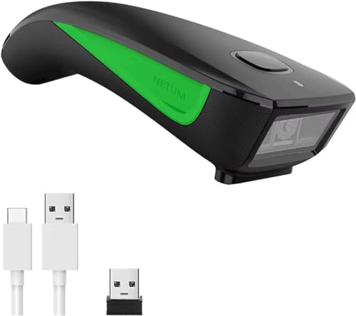 NETUM C740 Scanner de código de barras sem fios compatível com Bluetooth, scanner de bolso USB 1D para inventário para tablets, iPhone, iPad, Android, iOS, PC e POS