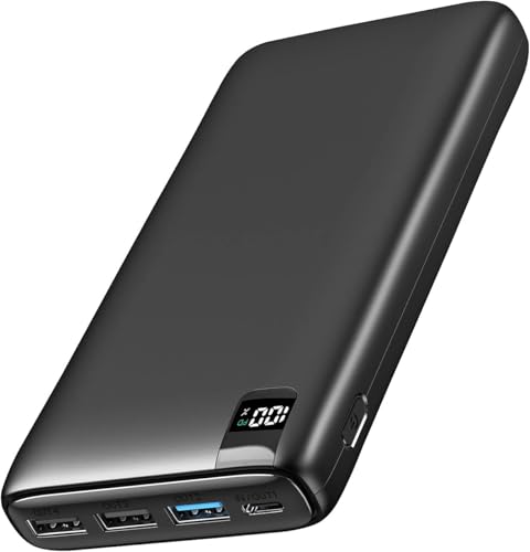 A ADDTOP 22,5 W Power Bank 26800 mAh - bateria externa de carregamento rápido, carregador portátil com PDQC 3.0 ecrã LED e 4 saídas para telemóveis, Android, iPhones, tablets e muito mais