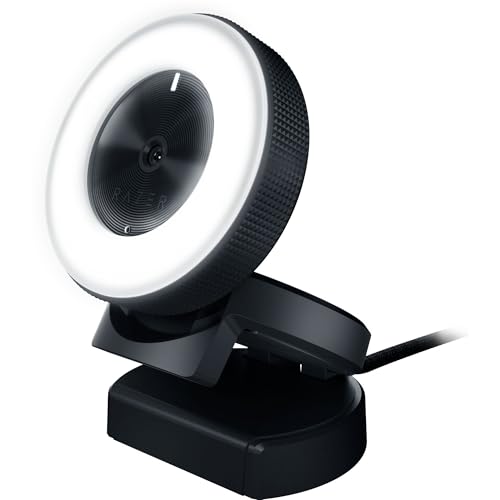 Razer Kiyo - Câmara de transmissão com anel de luz (câmara web USB, vídeo HD 720p, 60 FPS, compatível com Open Broadcaster Sofware, Xsplit, autofoco, clipe de câmara, conexão para tripé) preto
