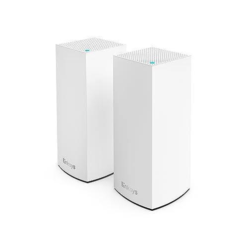 Linksys Atlas 6 Whole Home 6 Mesh WiFi System, AX3000 Dual Band Wireless Router Extender, 4 x Fast, máximo de 3,0 gps, 50 dispositivos, 372 m² cobertura, 2 pacotes, branco