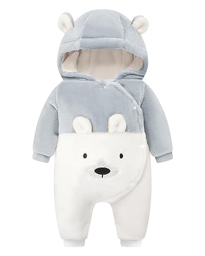 WYTbaby Bebé meninos meninas macacão de lã de macaco com capuz manga comprida pêlos inverno pijama infantil fato de dormir recém-nascido Onesie