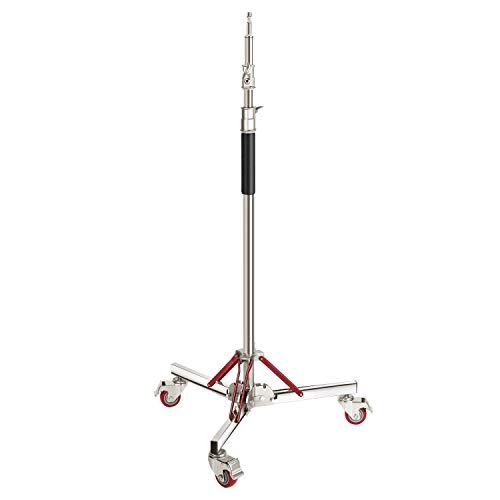 NEEWER Suporte de luz de serviço pesado com rodas suporte de tripé ajustável com 100 % aço inoxidável suporte de base com rodas compatível com fotografia Softbox de estúdio altura máxima: 305 cm