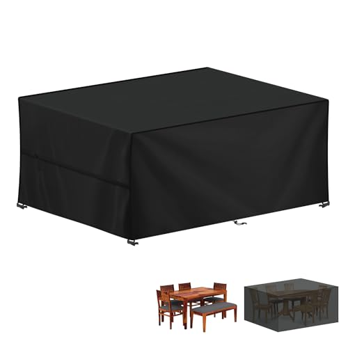 LAMUNI Capa protetora para móveis de jardim, retangular, capas para móveis de terraço, impermeável, capa de mesa exterior anti-UV, cobertura de exterior para mesas, cadeiras, sofá de jardim, 230 x 130
