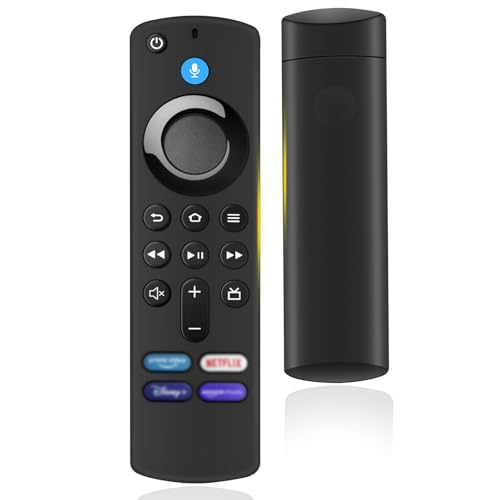 Glitfix Controlo remoto por voz (3 gerações) adequado para AMZ Fir-e TV Stick 2nd Gen e 3rd Gen, Stick Lite, 4K e 4K MAX, Fir-es Cube 2nd Gen & 3 Gen, com Bluetooth e 4 botões de atalho