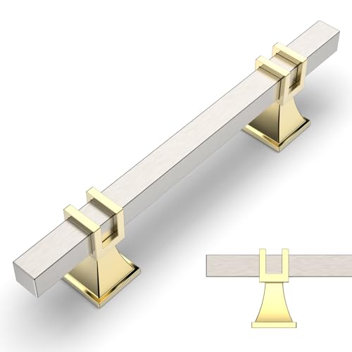 Amerdeco 10 peças puxadores cozinha 96 mm puxadores armários ouro prata puxador porta puxadores gavetas de móveis UK0003
