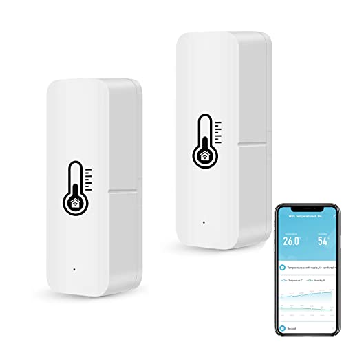 Termómetro higrómetro inteligente WiFi, sensor de temperatura e humidade Bluetooth para interiores e exteriores, aplicação de termómetro WiFi Alexa remoto para casa. 2 pacote.