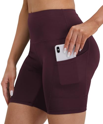 Merlvida Leggings curtas para mulher, cintura alta, calções desportivos com bolsos opacos, calções desportivos elásticos calções leggings roupa de verão para ioga fitness ciclismo
