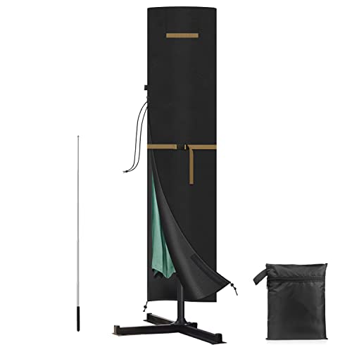 VANSHEIM Capa para guarda-sol de jardim com fecho, capa guarda-sol jardim impermeável, resistente ao vento anti-UV tecido Oxford capa para guarda-sol grande jardim 240 x 57/57 cm