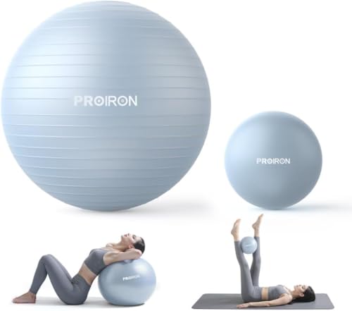 PROIRON, Bola de pilates, fitness, ioga, gravidez, desporto, futebol para exercícios, ginásio, 55/65/75 cm, anti-perfuração, inclui insuflador