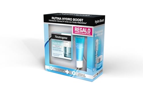 Neutrogena Rutina Hydro Boost, embalagem com creme de gel Hydro Boost (50 ml) e contorno de olhos anti-fadiga (15 ml), conjunto de presentes para hidratação intensa 24 horas com ácido hialurónico