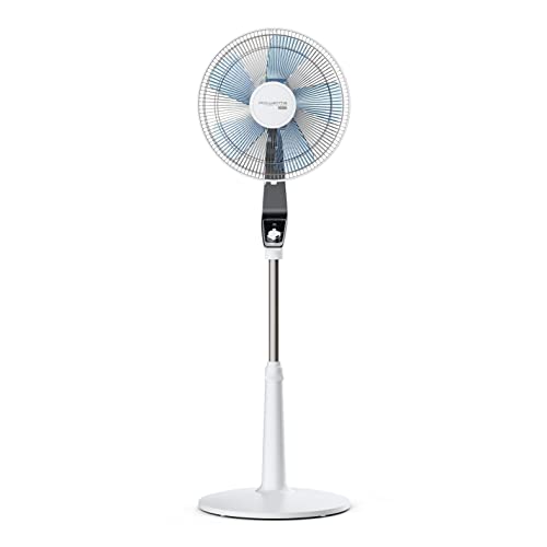 Rowenta Turbo Silence Extreme, ventilador de pé silencioso, oscilação automática, modo noturno, 4 velocidades, 30 cm, orientação e altura ajustável, com pás, moderno, cor branca VU5640