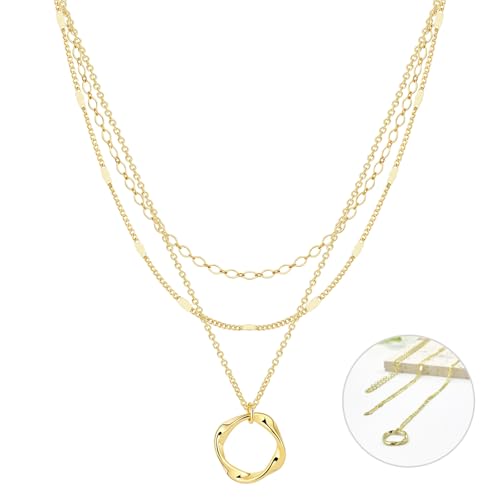 SJUIEO - Conjunto de 3 collares para mujer, exquisito colgante trenzado de oro y plata, cadena multicapa, gargantilla ajustable, conjunto de moda, collar apilable simple, regalo