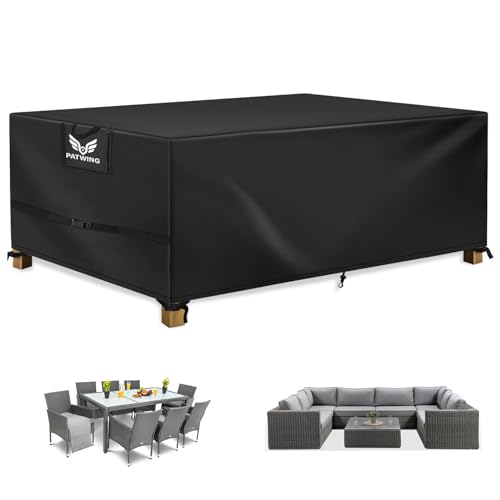 PATWING Capa para móveis de exterior impermeável, 600D Oxford capa de mesa de jardim impermeável, resistente ao vento contra raios anti-UV capa protetora móveis e jardim (170 * 94 * 70 cm modelo