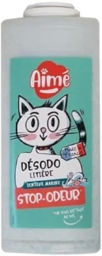 Aimé | Desodorante areia gato neutralizador de odores 700 ml, grânulos absorventes fabricados a partir de tobermorite, ambiente de areia para gatos que absorve maus odores, fragrância marinha
