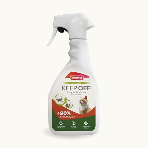 Beaphar Mantenha-se em spray exteriores para gatos, anti-riscos e marcações, educador e repelente - até 3 meses de proteção, com óleos essenciais, para jardim e terraço, 500 ml