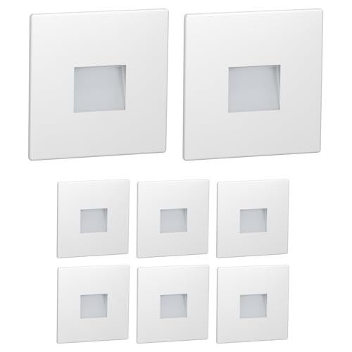 ledscom.de 8 LED luz de escada/luz de parede embutida FOW para interior e exterior, downlight, angular, 85 x 85 mm, branco quente