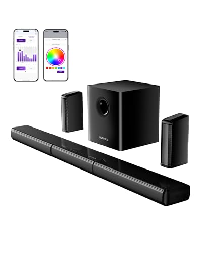 ULTIMEA 7,1 ch Barra de som envolvente virtual, barra de som TV com 2 altifalantes de som envolvente, RGB, Subwoofer, Sistema de som envolvente para TV, potência de pico 410 W, Apollo S70 Ultra