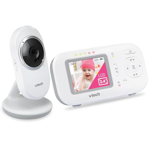 VTech VM320 Monitor para bebés, ecrã de 2,4 polegadas com câmara fixa, visão noturna, sons relaxantes, comunicação bidirecional, transmissão segura, transmissão segura sem WiFi