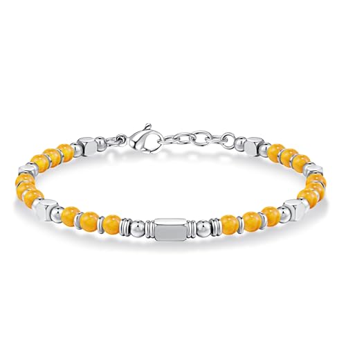 SIUMAL Pulseira de mulher, pulseira boémia de pedra natural em aço inoxidável para mulher, presente de aniversário, presente de Natal para mãe
