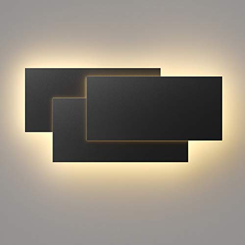 Klighten 36 W Candeeiro de parede interior moderno apliques de parede branco quente 3000 K perfeito para sala de estar quarto sala corredor escada (preto)