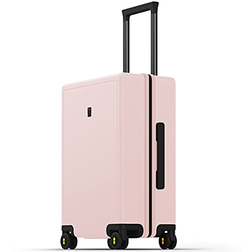 LEVEL8 Mala de cabine elegante micro diamante textura design 100% PC malas de viagem Trolley rígida bagagem de mão com 4 rodas duplas giratórias e fechadura TSA, ROSA, S(54.5x37x23.5CM, 40L), Casual