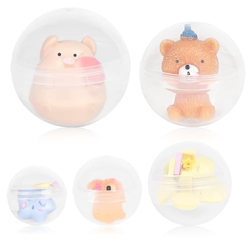 LALAGO 50 unidades Bolas de plástico transparentes e recarregáveis, cápsulas redondas pequenas vazias para encher e armazenar para cores, decorações DIY (Ø 28 mm x 10/Ø 35 mm x 10 mm)