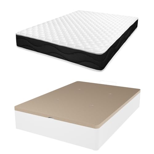 amuéblate online - Pack de colchão viscoelástico Vénus Sommier Abatível de grande capacidade | cor branca 135 x 190