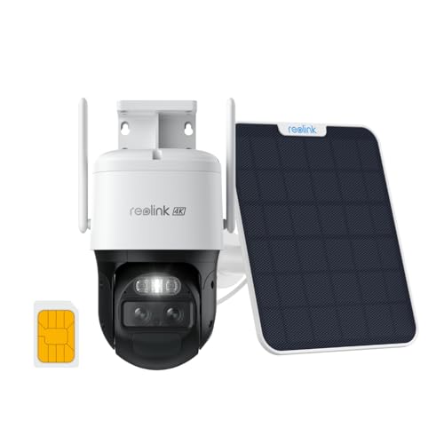 Reolink 8MP Câmara exterior solar 3G/4G LTE com cartão SIM + Auto-Tracking e lente dupla, câmara de exterior sem fios, 4K 360° PTZ, detecção Smart, visão noturna em cores, TrackMix LTE SP