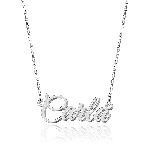 UMAGICBOX Colar personalizado com nome | Escolha entre 14 estilos de fonte | pendente personalizado de aço inoxidável banhado a ouro de 18 K e prata de lei | presente para ela