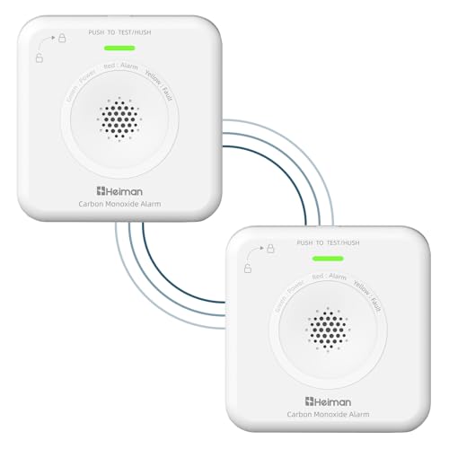 HEIMAN Detector de CO, alarme CO de monóxido de carbono, sensor de 10 anos, pilhas intercambiáveis, 85 dB, detetor de monóxido de carbono doméstico, portátil, funciona a pilhas (2)