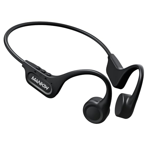 MANKIW Auriculares condução óssea, Open-Ear auriculares sem fios desportivos com Bluetooth 5.3, resistentes à água IPX5 para corrida, fitness e exercício, 8h duração bateria